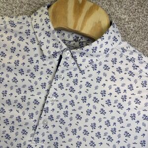 Boston Scott Golf Polo Shirt Mens Large White Floral Print Stretch Performance‎